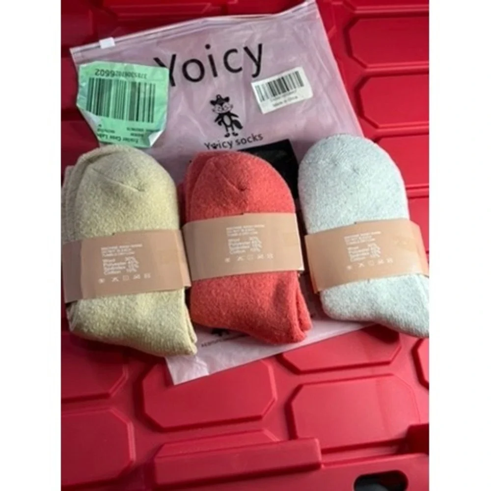 Yoicy Wool Blend Socks 3 Pair Set Multi Color Thermal Winter Knit Crew Socks NEW